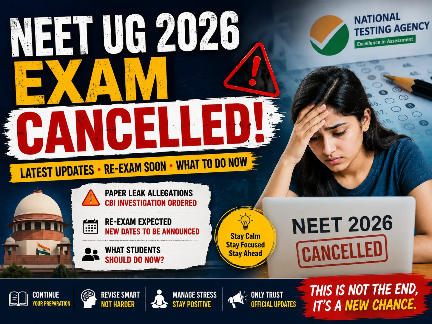 NEET UG 2026 Exam Cancelled: Re-Exam Expected After Paper Leak Allegations, What Students Should Do Now